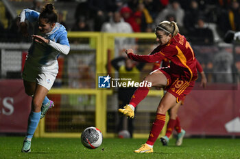 2024-01-13 - Barbara Latorre of A.S. Roma Women and Greis Domi of Pomigliano Calcio Femminile during the 12th day of the Serie A Championship between A.S. Roma Women vs Pomigliano Calcio Femminile on 13 January 2024 at the Tre Fontane Stadium in Rome, Italy. - AS ROMA VS POMIGLIANO WOMEN - ITALIAN SERIE A WOMEN - SOCCER