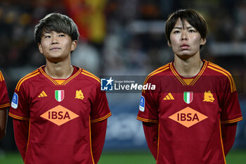 2024-01-13 - Moeka Minami and Saki Kumagai of A.S. Roma Women during the 12th day of the Serie A Championship between A.S. Roma Women vs Pomigliano Calcio Femminile on 13 January 2024 at the Tre Fontane Stadium in Rome, Italy. - AS ROMA VS POMIGLIANO WOMEN - ITALIAN SERIE A WOMEN - SOCCER