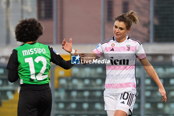 2024-01-21 - Kassandra Missipo of Sassuolo Women and Cristiana Girelli of Juventus Women at the end of the women's Serie A match between Sassuolo Women and Juventus Women at Stadio Enzo Ricci Sassuolo on January 21, 2024 in Sassuolo, Italy. - US SASSUOLO VS JUVENTUS FC - ITALIAN SERIE A WOMEN - SOCCER