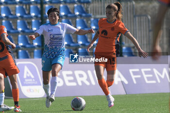 2024-01-27 - Paola Di Marino of SSC Napoli competes for the ball with Beatrice Merlo of FC Internazionale Soccer - Women Serie A Match Between Napoli Femminile vs FC Internazionale - NAPOLI FEMMINILE VS FC INTERNAZIONALE WOMEN - ITALIAN SERIE A WOMEN - SOCCER