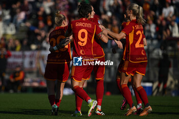 2024-01-27 - Elena Linari of A.S. Roma Women celebrates after scoring 1-0 during the 14th day of the Serie A Championship between A.S. Roma Women vs U.C. Sampdoria Women on 27 January 2024 at the Tre Fontane Stadium in Rome, Italy. - AS ROMA VS UC SAMPDORIA - ITALIAN SERIE A WOMEN - SOCCER