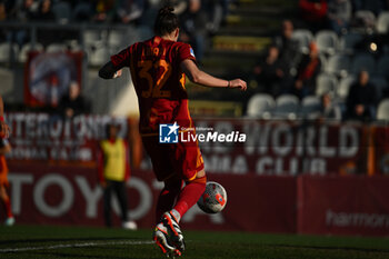 2024-01-27 - Elena Linari of A.S. Roma Women celebrates after score 1-0 during the 14th day of the Serie A Championship between A.S. Roma Women vs U.C. Sampdoria Women on 27 January 2024 at the Tre Fontane Stadium in Rome, Italy. - AS ROMA VS UC SAMPDORIA - ITALIAN SERIE A WOMEN - SOCCER