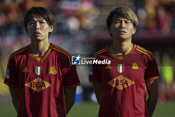 2024-01-27 - Saki Kumagai and Moeka Minami of A.S. Roma Women during the 14th day of the Serie A Championship between A.S. Roma Women vs U.C. Sampdoria Women on 27 January 2024 at the Tre Fontane Stadium in Rome, Italy. - AS ROMA VS UC SAMPDORIA - ITALIAN SERIE A WOMEN - SOCCER