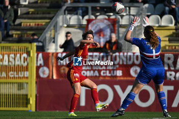 2024-01-27 - Valentina Giacinti of A.S. Roma Women and Amanda Tampieri of U.C. Sampdoria Women during the 14th day of the Serie A Championship between A.S. Roma Women vs U.C. Sampdoria Women on 27 January 2024 at the Tre Fontane Stadium in Rome, Italy. - AS ROMA VS UC SAMPDORIA - ITALIAN SERIE A WOMEN - SOCCER