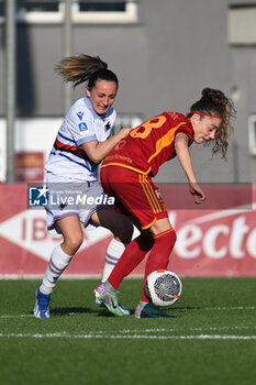 2024-01-27 - Alice Benoit of U.C. Sampdoria Women and Benedetta Glionna of A.S. Roma Women during the 14th day of the Serie A Championship between A.S. Roma Women vs U.C. Sampdoria Women on 27 January 2024 at the Tre Fontane Stadium in Rome, Italy. - AS ROMA VS UC SAMPDORIA - ITALIAN SERIE A WOMEN - SOCCER