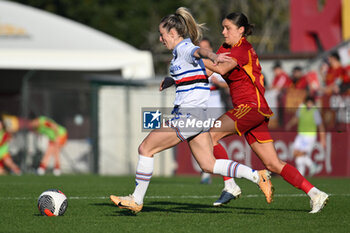 2024-01-27 - Rachel Cuschieri of U.C. Sampdoria Women and Laura Feiersinger of A.S. Roma Women during the 14th day of the Serie A Championship between A.S. Roma Women vs U.C. Sampdoria Women on 27 January 2024 at the Tre Fontane Stadium in Rome, Italy. - AS ROMA VS UC SAMPDORIA - ITALIAN SERIE A WOMEN - SOCCER