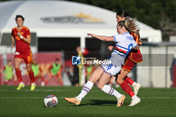 2024-01-27 - Rachel Cuschieri of U.C. Sampdoria Women and Laura Feiersinger of A.S. Roma Women during the 14th day of the Serie A Championship between A.S. Roma Women vs U.C. Sampdoria Women on 27 January 2024 at the Tre Fontane Stadium in Rome, Italy. - AS ROMA VS UC SAMPDORIA - ITALIAN SERIE A WOMEN - SOCCER