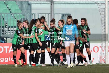 2024-02-03 - Sassuolo Women celebrates with team mates after scoring a second half give the side a 0-2 lead during the Serie A Femminile match between Sassuolo Women and Napoli Women at Stadio Enzo Ricci Sassuolo on February 3, 2024 in Sassuolo, Italy. - US SASSUOLO VS NAPOLI FEMMINILE - ITALIAN SERIE A WOMEN - SOCCER