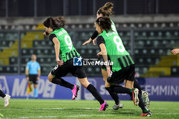 2024-02-10 - Daniela Sabatino of Sassuolo Women celebrates with team mates after scoring a half give the side a 1-0 lead during the Serie A Femminile match between Sassuolo Women and Milan Women at Stadio Enzo Ricci Sassuolo on February 10, 2024 in Sassuolo, Italy. - US SASSUOLO VS AC MILAN - ITALIAN SERIE A WOMEN - SOCCER