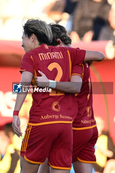 2024-02-13 - Valentina Giacinti of A.S. Roma Women celebrates after scoring 1-0 during the 17th day of the Serie A Championship between A.S. Roma Women vs U.S. Sassuolo Calcio on 13 February 2024 at the Tre Fontane Stadium in Rome, Italy. - AS ROMA VS US SASSUOLO - ITALIAN SERIE A WOMEN - SOCCER