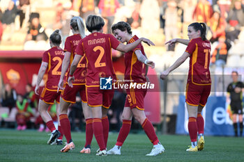2024-02-13 - Valentina Giacinti of A.S. Roma Women celebrates after scoring 2-0 during the 17th day of the Serie A Championship between A.S. Roma Women vs U.S. Sassuolo Calcio on 13 February 2024 at the Tre Fontane Stadium in Rome, Italy. - AS ROMA VS US SASSUOLO - ITALIAN SERIE A WOMEN - SOCCER