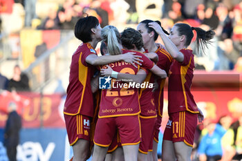2024-02-13 - Valentina Giacinti of A.S. Roma Women celebrates after scoring 2-0 during the 17th day of the Serie A Championship between A.S. Roma Women vs U.S. Sassuolo Calcio on 13 February 2024 at the Tre Fontane Stadium in Rome, Italy. - AS ROMA VS US SASSUOLO - ITALIAN SERIE A WOMEN - SOCCER