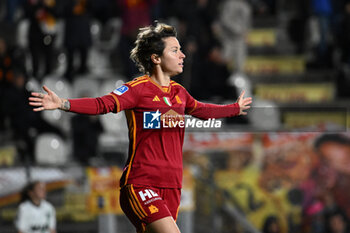 2024-02-13 - Valentina Giacinti of A.S. Roma Women celebrates after scoring 3-0 during the 17th day of the Serie A Championship between A.S. Roma Women vs U.S. Sassuolo Calcio on 13 February 2024 at the Tre Fontane Stadium in Rome, Italy. - AS ROMA VS US SASSUOLO - ITALIAN SERIE A WOMEN - SOCCER