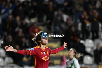 2024-02-13 - Valentina Giacinti of A.S. Roma Women celebrates after scoring 3-0 during the 17th day of the Serie A Championship between A.S. Roma Women vs U.S. Sassuolo Calcio on 13 February 2024 at the Tre Fontane Stadium in Rome, Italy. - AS ROMA VS US SASSUOLO - ITALIAN SERIE A WOMEN - SOCCER