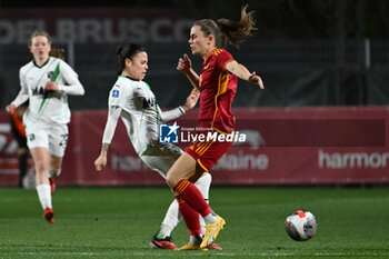 2024-02-13 - Giada Pondini of U.S. Sassuolo and Emilie Haavi of A.S. Roma Women during the 17th day of the Serie A Championship between A.S. Roma Women vs U.S. Sassuolo Calcio on 13 February 2024 at the Tre Fontane Stadium in Rome, Italy. - AS ROMA VS US SASSUOLO - ITALIAN SERIE A WOMEN - SOCCER