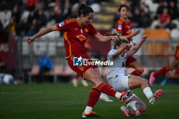 2024-02-13 - Evelyne Viens of A.S. Roma Women and Davina Philtjens of U.S. Sassuolo during the 17th day of the Serie A Championship between A.S. Roma Women vs U.S. Sassuolo Calcio on 13 February 2024 at the Tre Fontane Stadium in Rome, Italy. - AS ROMA VS US SASSUOLO - ITALIAN SERIE A WOMEN - SOCCER