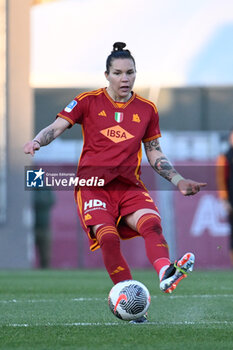 2024-02-13 - Elena Linari of A.S. Roma Women during the 17th day of the Serie A Championship between A.S. Roma Women vs U.S. Sassuolo Calcio on 13 February 2024 at the Tre Fontane Stadium in Rome, Italy. - AS ROMA VS US SASSUOLO - ITALIAN SERIE A WOMEN - SOCCER
