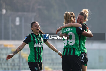 2024-02-17 - Loreta Kullashi Sassuolo Women celebrates with Cecilia Prugna of Sassuolo Women after scoring a half give the side a 1-0 lead during the Serie A Femminile match between Sassuolo Women and Sampdoria Women at Stadio Enzo Ricci Sassuolo on February 17, 2024 in Sassuolo, Italy. - US SASSUOLO VS UC SAMPDORIA - ITALIAN SERIE A WOMEN - SOCCER