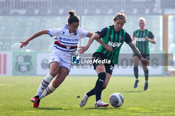 2024-02-17 - Martina Brustia of Sampdoria Women clashes with Lana Clelland of Sassuolo Women during the Serie A Femminile match between Sassuolo Women and Sampdoria Women at Stadio Enzo Ricci Sassuolo on February 17, 2024 in Sassuolo, Italy. - US SASSUOLO VS UC SAMPDORIA - ITALIAN SERIE A WOMEN - SOCCER