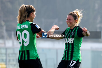 2024-02-17 - Sassuolo Women celebrates with team mates after scoring a half give the side a 1-0 lead during the Serie A Femminile match between Sassuolo Women and Sampdoria Women at Stadio Enzo Ricci Sassuolo on February 17, 2024 in Sassuolo, Italy. - US SASSUOLO VS UC SAMPDORIA - ITALIAN SERIE A WOMEN - SOCCER