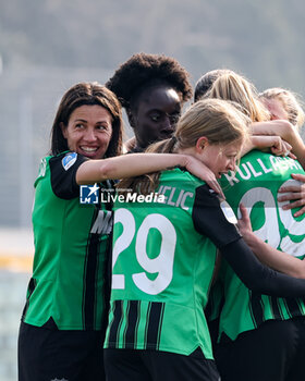 2024-02-17 - Sassuolo Women celebrates with team mates after scoring a half give the side a 1-0 lead during the Serie A Femminile match between Sassuolo Women and Sampdoria Women at Stadio Enzo Ricci Sassuolo on February 17, 2024 in Sassuolo, Italy. - US SASSUOLO VS UC SAMPDORIA - ITALIAN SERIE A WOMEN - SOCCER