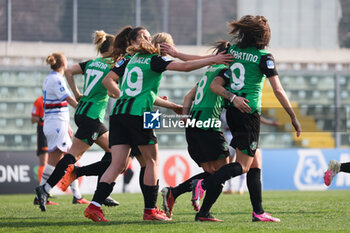 2024-02-17 - Daniela Sabatino of Sassuolo Women celebrates with team mates after scoring a half give the side a 2-0 lead during the Serie A Femminile match between Sassuolo Women and Sampdoria Women at Stadio Enzo Ricci Sassuolo on February 17, 2024 in Sassuolo, Italy. - US SASSUOLO VS UC SAMPDORIA - ITALIAN SERIE A WOMEN - SOCCER