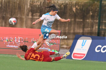 2024-01-16 - Elisa Bartoli of AS Roma competes for the ball with Claudia Mauri of SSC Napoli Soccer - Women Italian Cup Macth Between Napoli Femminile vs AS Roma - NAPOLI FEMMINILE VS AS ROMA - WOMEN ITALIAN CUP - SOCCER