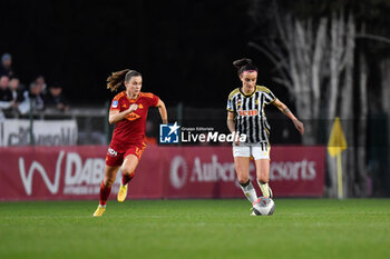 2024-02-04 - Haavi AS Roma and Bonansea Juventus FC in action during the 15th day of the Serie A Championship between A.S. Roma Women vs Juventus F.C. on 4 February 2024 at the Tre Fontane Stadium in Rome, Italy. - A.S. ROMA WOMEN VS JUVENTUS F.C. 15TH DAY OF THE SERIE A CHAMPIONSHIP - ITALIAN SERIE A WOMEN - SOCCER