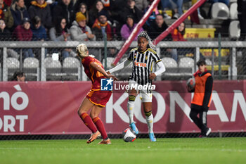 2024-02-04 - Thomas Juventus FC and Sonstevold AS Roma in action during the 15th day of the Serie A Championship between A.S. Roma Women vs Juventus F.C. on 4 February 2024 at the Tre Fontane Stadium in Rome, Italy. - A.S. ROMA WOMEN VS JUVENTUS F.C. 15TH DAY OF THE SERIE A CHAMPIONSHIP - ITALIAN SERIE A WOMEN - SOCCER