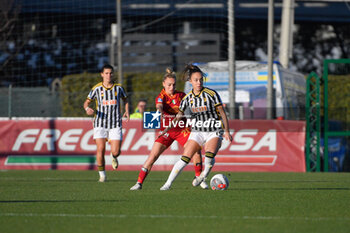 2024-02-04 - grosso juventus fc and Greggi as Roma in action during the 15th day of the Serie A Championship between A.S. Roma Women vs Juventus F.C. on 4 February 2024 at the Tre Fontane Stadium in Rome, Italy. - A.S. ROMA WOMEN VS JUVENTUS F.C. 15TH DAY OF THE SERIE A CHAMPIONSHIP - ITALIAN SERIE A WOMEN - SOCCER