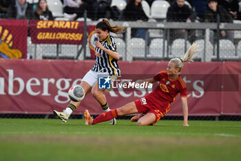 2024-02-04 - Cantore Juventus FC and Sonstevold AS Roma in action during the 15th day of the Serie A Championship between A.S. Roma Women vs Juventus F.C. on 4 February 2024 at the Tre Fontane Stadium in Rome, Italy. - A.S. ROMA WOMEN VS JUVENTUS F.C. 15TH DAY OF THE SERIE A CHAMPIONSHIP - ITALIAN SERIE A WOMEN - SOCCER