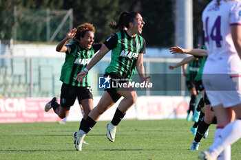 2024-03-16 - Chiara Beccari celebrates with team mates after scoring a half give the side a 1-0 lead during the Serie A Femminile match between Sassuolo Women and Fiorentina Women at Stadio Enzo Ricci Sassuolo on March 16, 2024 in Sassuolo, Italy. - US SASSUOLO VS ACF FIORENTINA - ITALIAN SERIE A WOMEN - SOCCER