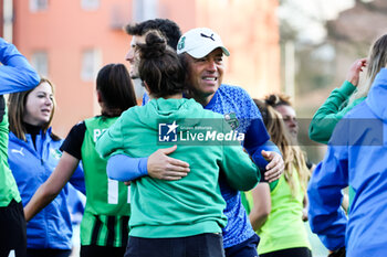 2024-03-16 - Gianpiero Piovani coach of Sassuolo Women of Sassuolo Women celebrates with Benedetta Brignoli of US Sassuolo for a 1-0 win at the end of the women's Serie A match between Sassuolo Women and Fiorentina Women at the Enzo Ricci Stadium in Sassuolo on March 16, 2024 in Sassuolo, Italy. - US SASSUOLO VS ACF FIORENTINA - ITALIAN SERIE A WOMEN - SOCCER