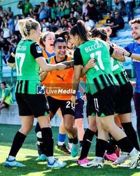 2024-04-13 - Lana Clelland of Sassuolo Women celebrates with team mates after scoring a half give the side a 2-1 lead during the Serie A Femminile match between Sassuolo Women and Inter Women at Stadio Enzo Ricci Sassuolo on April 13, 2024 in Sassuolo, Italy. - POULE SCUDETTO - US SASSUOLO VS FC INTERNAZIONALE WOMEN - ITALIAN SERIE A WOMEN - SOCCER