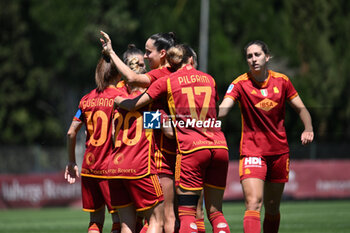 05/05/2024 - Evelyne Viens of A.S. Roma Women celebrates after scoring the gol of 1-0 during the Day 26 of Women Serie A Playoffs between A.S. Roma Women vs F.C. Inter on 5 May 2024 at the Tre Fontane Stadium in Rome, Italy. - AS ROMA - FC INTERNAZIONALE WOMEN - SERIE A FEMMINILE - CALCIO