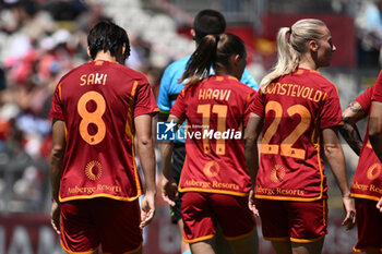 05/05/2024 - Saki Kumagai of A.S. Roma Women celebrates after scoring the gol of 2-2 during the Day 26 of Women Serie A Playoffs between A.S. Roma Women vs F.C. Inter on 5 May 2024 at the Tre Fontane Stadium in Rome, Italy. - AS ROMA - FC INTERNAZIONALE WOMEN - SERIE A FEMMINILE - CALCIO