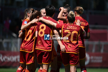 2024-05-05 - Saki Kumagai of A.S. Roma Women celebrates after scoring the gol of 2-2 during the Day 26 of Women Serie A Playoffs between A.S. Roma Women vs F.C. Inter on 5 May 2024 at the Tre Fontane Stadium in Rome, Italy. - AS ROMA - FC INTERNAZIONALE WOMEN - ITALIAN SERIE A WOMEN - SOCCER