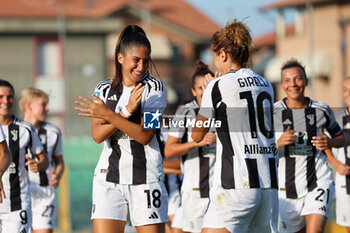 2024-09-01 - Chiara Beccari of Juventus Women celebrates with her teammates scoring the 1-0 goal during the Women's Serie A match between Sassuolo Women and Juventus Women at the Enzo Ricci Stadium in Sassuolo on September 01, 2024 in Sassuolo, Italy. - US SASSUOLO VS JUVENTUS FC - ITALIAN SERIE A WOMEN - SOCCER