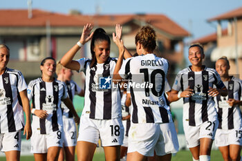 2024-09-01 - Chiara Beccari of Juventus Women celebrates with her teammates scoring the 1-0 goal during the Women's Serie A match between Sassuolo Women and Juventus Women at the Enzo Ricci Stadium in Sassuolo on September 01, 2024 in Sassuolo, Italy. - US SASSUOLO VS JUVENTUS FC - ITALIAN SERIE A WOMEN - SOCCER