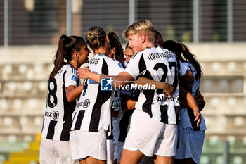 2024-09-01 - Valentina Bergamaschi of Juventus Women celebrates with her teammates scoring the 3-1 goal during the Women's Serie A match between Sassuolo Women and Juventus Women at the Enzo Ricci Stadium in Sassuolo on September 01, 2024 in Sassuolo, Italy. - US SASSUOLO VS JUVENTUS FC - ITALIAN SERIE A WOMEN - SOCCER