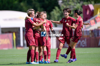 2024-09-14 - Manuela Giugliano (AS Roma Women) celebrates after scoring the goal 1-0 during the Italian Football Championship League A Women 2024/2025 match between AS Roma vs US Sassuolo at the Tre Fontane stadium on 14 September 2024. - AS ROMA VS US SASSUOLO - ITALIAN SERIE A WOMEN - SOCCER