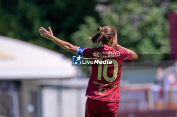 2024-09-14 - Manuela Giugliano (AS Roma Women) celebrates after scoring the goal 1-0 during the Italian Football Championship League A Women 2024/2025 match between AS Roma vs US Sassuolo at the Tre Fontane stadium on 14 September 2024. - AS ROMA VS US SASSUOLO - ITALIAN SERIE A WOMEN - SOCCER