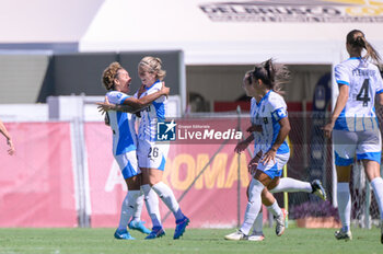 2024-09-14 - Lana Clelland (Sassuolo Women)  celebrates after scoring the goal 1-1 during the Italian Football Championship League A Women 2024/2025 match between AS Roma vs US Sassuolo at the Tre Fontane stadium on 14 September 2024. - AS ROMA VS US SASSUOLO - ITALIAN SERIE A WOMEN - SOCCER