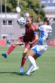 2024-09-14 - AS Roma's Manuela Giugliano Gina Maria Chmielinski (Sassuolo Women)  during the Italian Football Championship League A Women 2024/2025 match between AS Roma vs US Sassuolo at the Tre Fontane stadium on 14 September 2024. - AS ROMA VS US SASSUOLO - ITALIAN SERIE A WOMEN - SOCCER