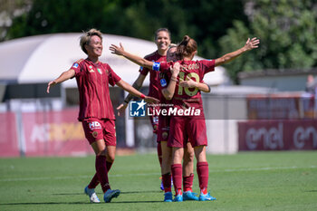 2024-09-14 - AS Roma's Manuela Giugliano celebrates after scoring the goal 1-0 during the Italian Football Championship League A Women 2024/2025 match between AS Roma vs US Sassuolo at the Tre Fontane stadium on 14 September 2024. - AS ROMA VS US SASSUOLO - ITALIAN SERIE A WOMEN - SOCCER