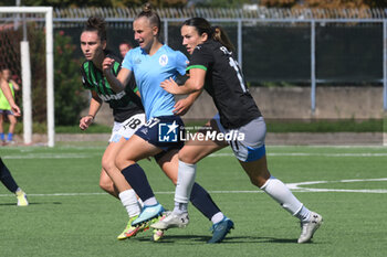 2024-09-20 - Michela Giordano of Napoli Femminile competes for the ball with Virginia Di Giammarino of Napoli Femminile during the Soccer- Italian Serie A Women between Napoli Femminile vs US Sassuolo at Arena Giuseppe Piccolo Stadium - NAPOLI FEMMINILE VS US SASSUOLO - ITALIAN SERIE A WOMEN - SOCCER