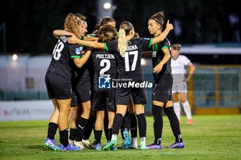 2024-09-28 - Sassuolo Women celebrates with her teammates scoring the 1-1 goal during the Women's Serie A match between Sassuolo Women and Inter Women at the Enzo Ricci Stadium in Sassuolo on September 28, 2024 in Sassuolo, Italy. - US SASSUOLO VS INTER - FC INTERNAZIONALE - ITALIAN SERIE A WOMEN - SOCCER