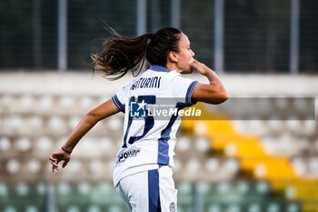 2024-09-28 - Annamaria Serturini celebrates scoring the 0-1 goal during the Women's Serie A match between Sassuolo Women and Inter Women at the Enzo Ricci Stadium in Sassuolo on September 28, 2024 in Sassuolo, Italy. - US SASSUOLO VS INTER - FC INTERNAZIONALE - ITALIAN SERIE A WOMEN - SOCCER