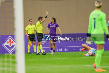 2024-10-19 - #4 Agnese Bonfantini (Fiorentina Femminile) takes a yellow card - ACF FIORENTINA VS LAZIO WOMEN - ITALIAN SERIE A WOMEN - SOCCER