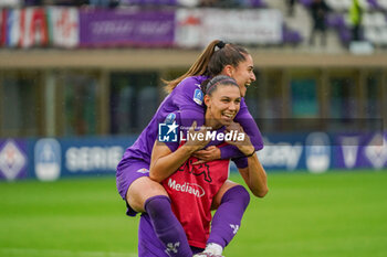 2024-10-19 - #4 Agnese Bonfantini (Fiorentina Femminile) and #23 Lucia Pastrenge (Fiorentina Femminile) exultation at the end of the match - ACF FIORENTINA VS LAZIO WOMEN - ITALIAN SERIE A WOMEN - SOCCER